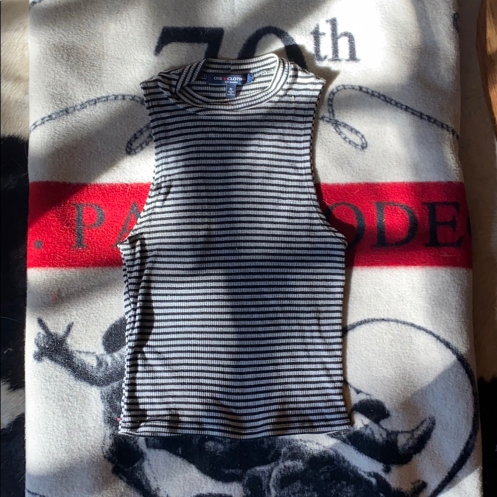 Horizontal striped crop tank